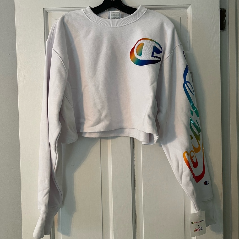 BRAND NEW Champion x Coca-Cola Cropped Crewneck (size medium, brand Champion)